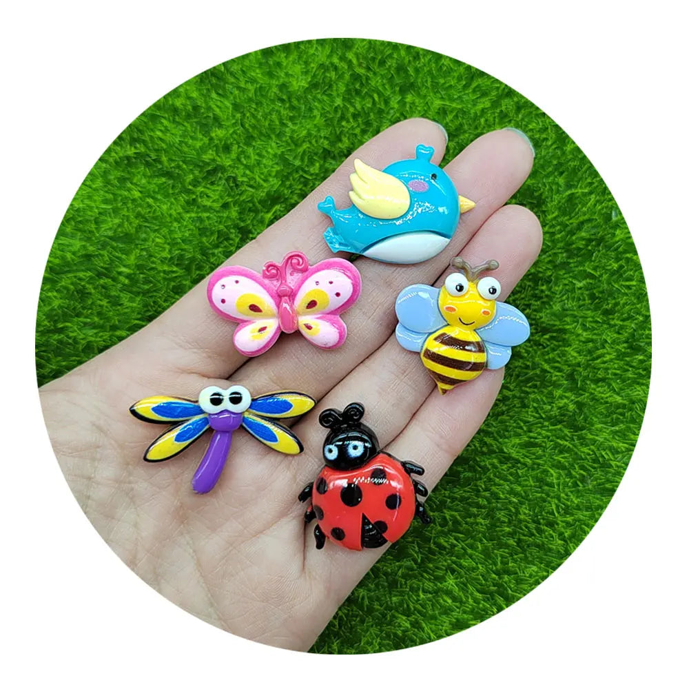 Resin Lovely Mixed Bee Butterfly Bird Dragonfly Flat Back Cabochon Scrapbook DIY Embellishments Accessories
