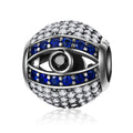 925 Sterling Silver Devil's Eye Beads with Sparkling CZ Charm Pendants for Women's Bracelet Necklace DIY Jewelry Gift SCC172
