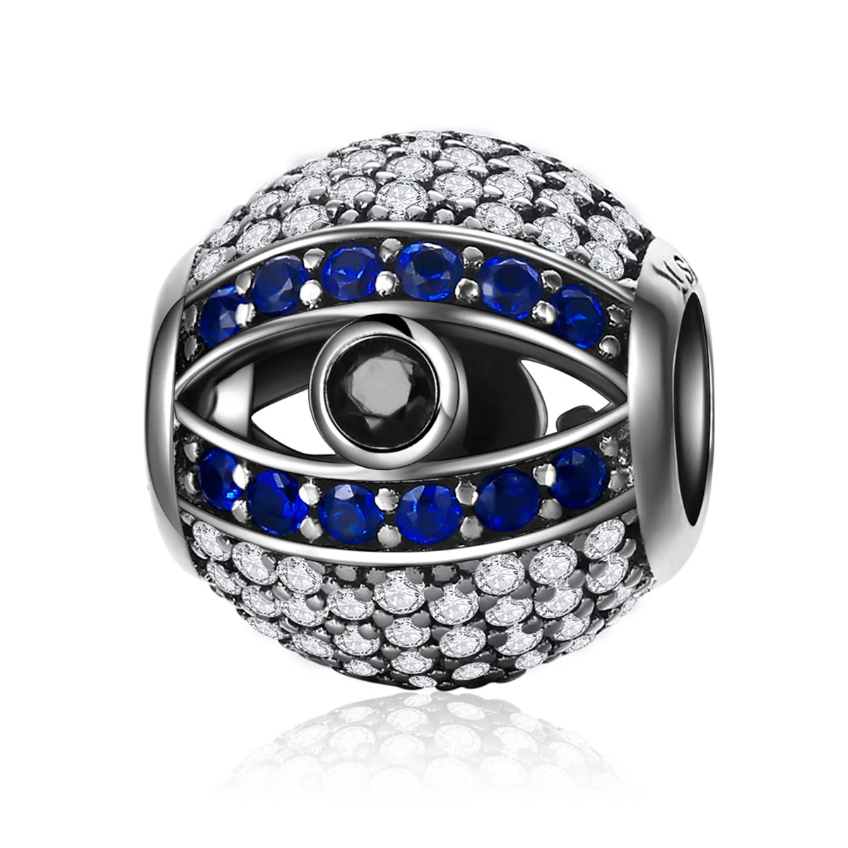 925 Sterling Silver Devil's Eye Beads with Sparkling CZ Charm Pendants for Women's Bracelet Necklace DIY Jewelry Gift SCC172