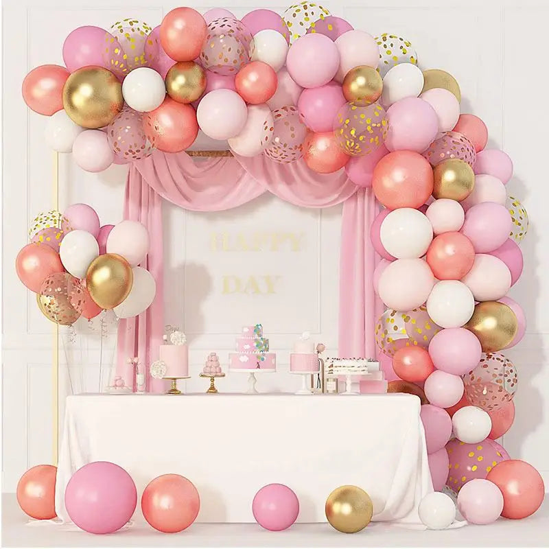 Baby Pink Rose Gold Latex Balloon Arch Kit Confetti Balloons Garland Set for Baby Shower Party Decoration X0173