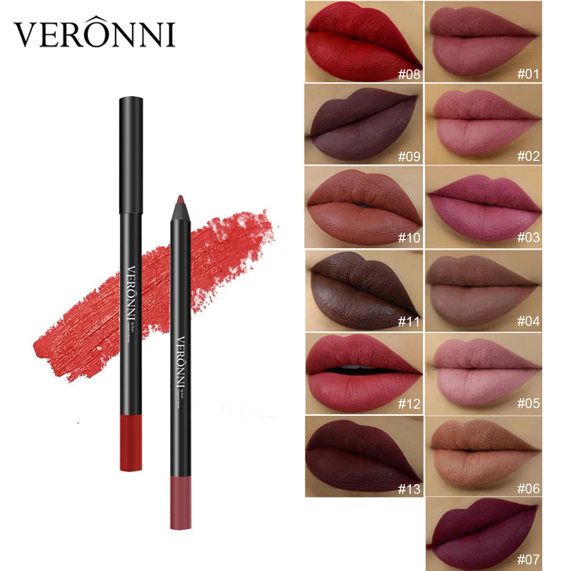 Wholesale Professional 13-Color Lip Makeup Lipliner Pen Waterproof Vegan Lip Liner with Mineral Ingredients