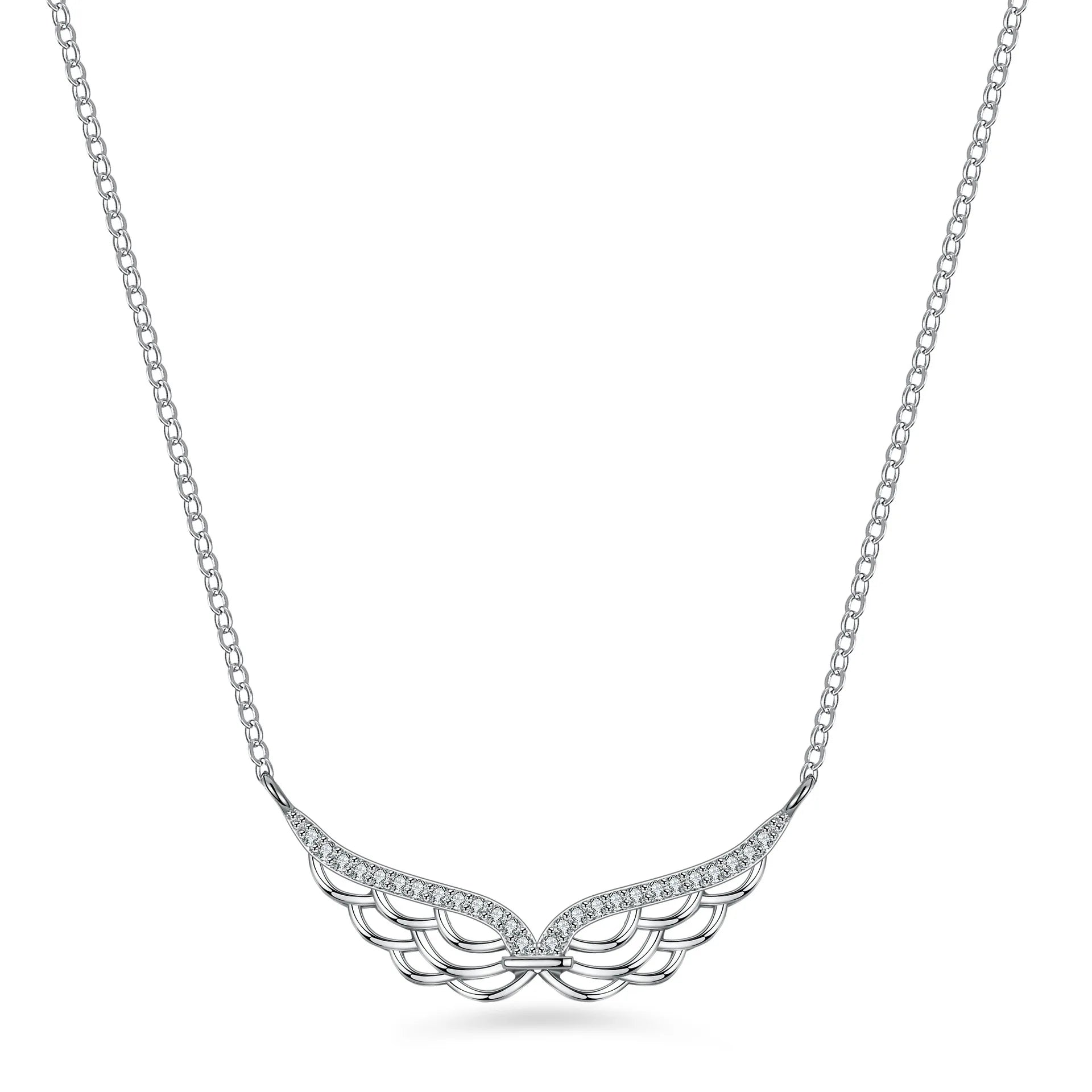 1 Carat VVS1 Moissanite S925 Sterling Silver Fashionable White Gold Chain Stone Pendant Wedding Wing Necklace Elegant Jewelry