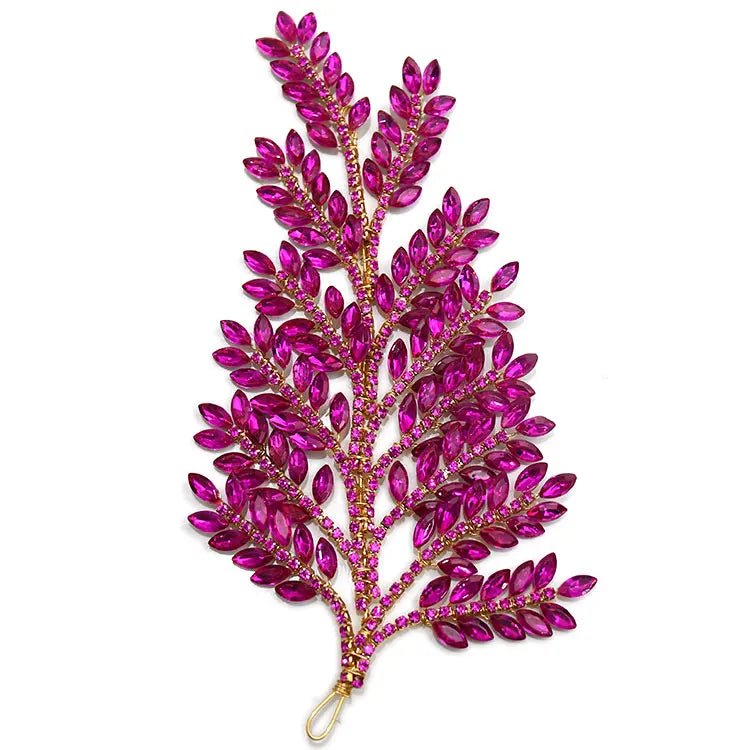 WHD-066  Hot-selling Newest Handmade DIY Crystals Leaves Patches Custom Rhinestone 3d Floral Designs Clear Applique