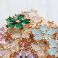 M609 10pcs/lot Wholesale Flower Shape 18K Gold Plated Copper Zircon Diy Pendant Jewelry Earrings Necklace Bracelet Making Bag