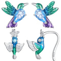Factory 925 Sterling Silver Hummingbird Ear Clips Earrings for Women Spring Jewelry Shiny Zircon Bird Earring Jewelry BSE990