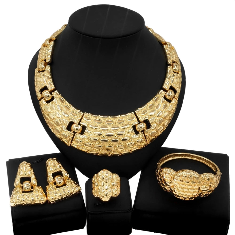 Zhuerrui Italiano Gold Designs Women Jewellery Set Party Fine Costume Jewelry Set Luxury Big Necklace Jewellery Sets H0001