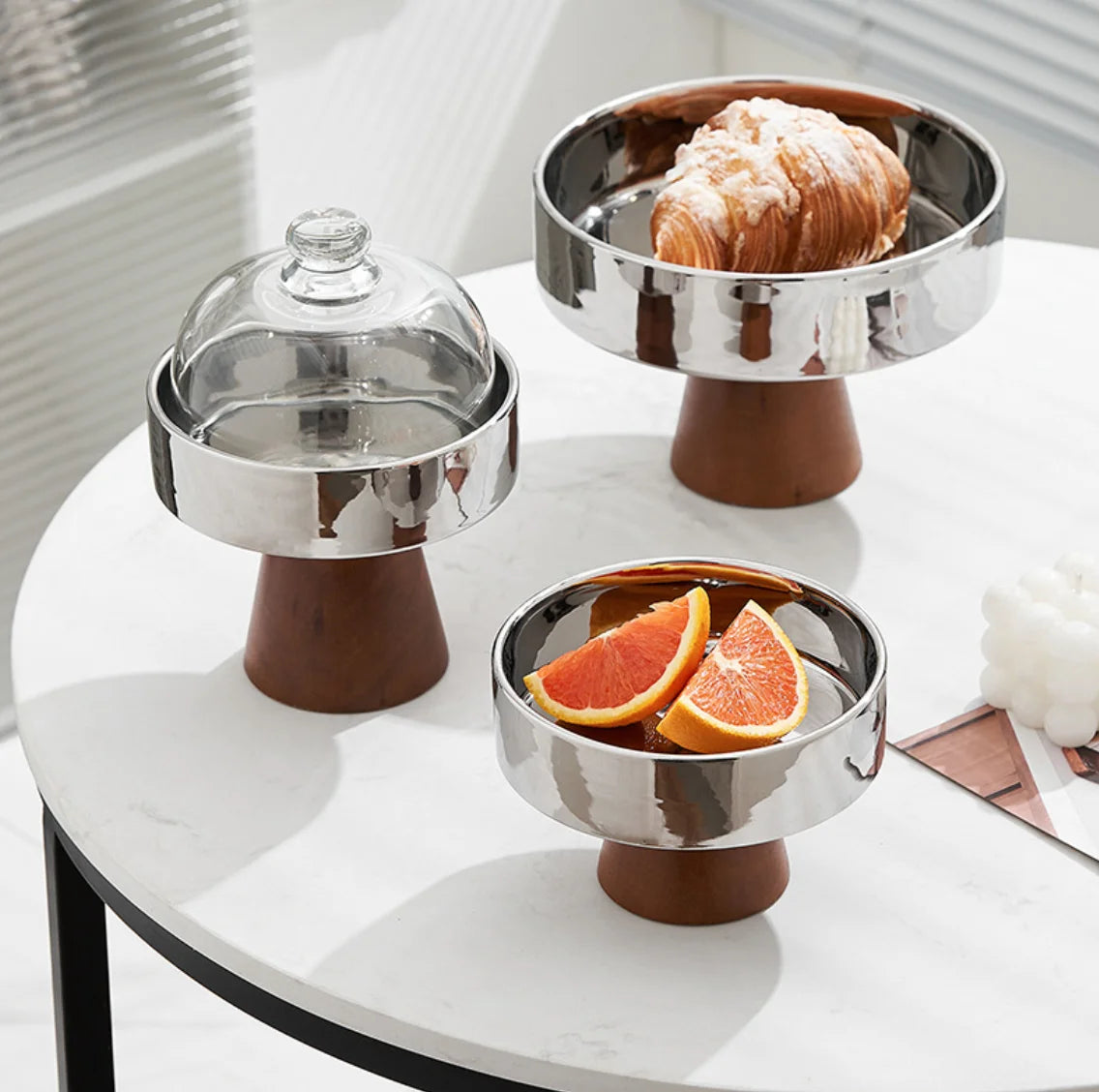 Nordic Ins Snack Candy Tasting Tray Cake Dessert High Foot Fruit Plate Living Room Porch Solid Ceramic Fruit Plate