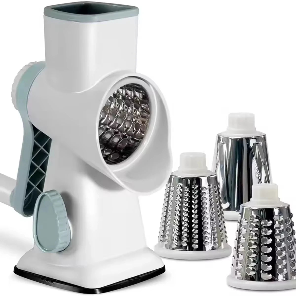2024 New Arrival Wholesale Smart Rotary Multifunctional Vegetable Drum Slicer Cutter with 3 Stainless Steel Blades for Kitchen