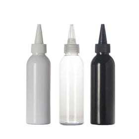 Plastic Bottle with Nozzle Twist Top Caps Empty Hot Sale 4oz 6oz 8oz PET Amber Clear Cosmetic Hair Growth Oils Applicator Bottle