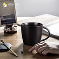 Custom Design Modern 400ml Ceramic Coffee Mug Black with Big Handle Dishwasher Safe Advertising Gift