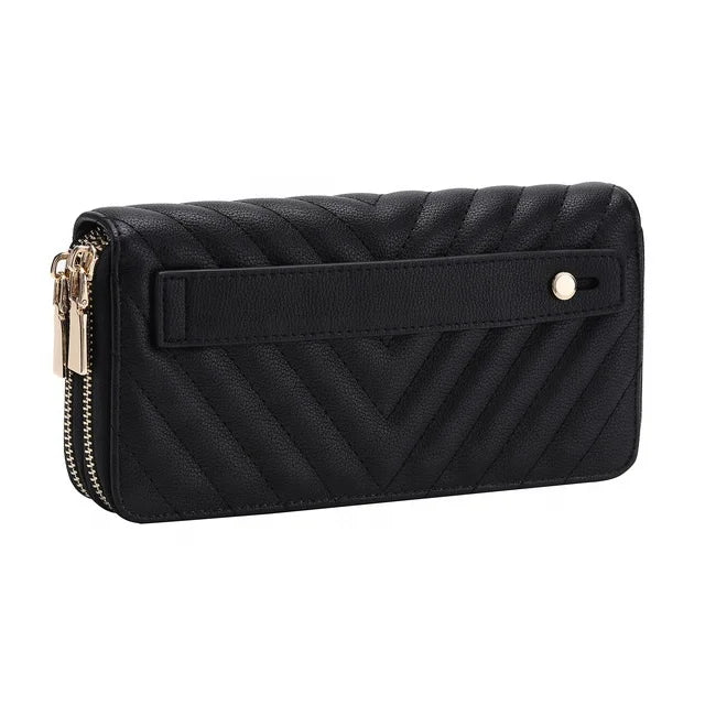 Fashion Quilted Design Women Leather Wallet Luxury Ladies Purse Clutch Wallet with Wrislet