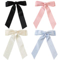 GENYA Wholesale Hair Bow Hair Clips Black White Pink Color Ribbon Ponytail Holder Accessories Satin Hair Bows for Women Girl