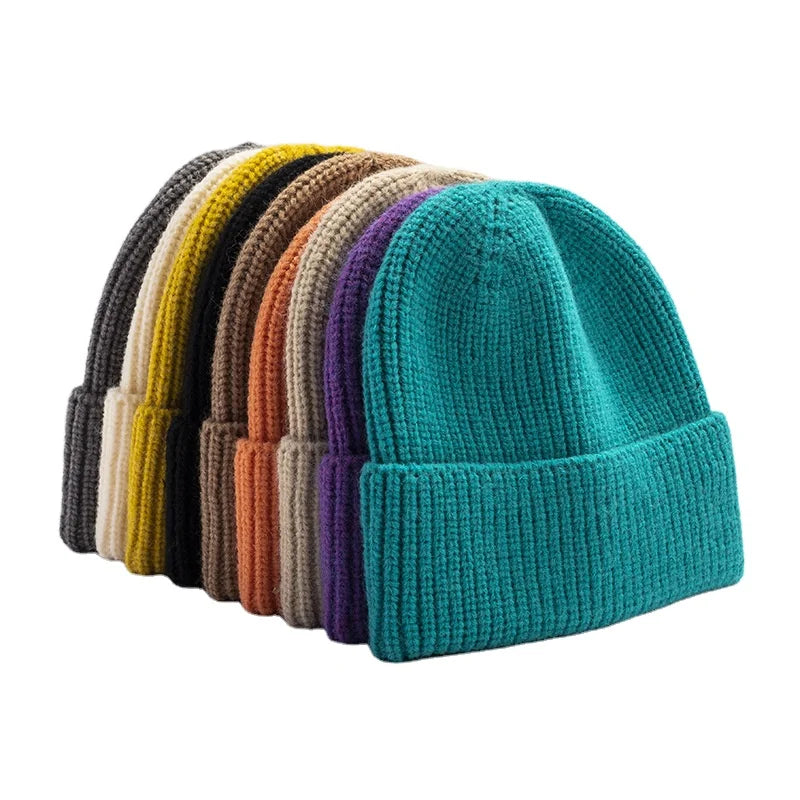 Custom Brand Warm Fashion Knitted Plain Blank Beanie Hats with Logo Common Fabric Feature