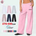 Custom Logo Women's Winter Thermal Breathable Eco-Friendly Baggy Fit Sweatpants Fleece Lined Wide Leg Streetwear Flat Front