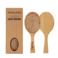 Biodegradable Bamboo Hair Detangling Paddle Brush with Natural Rubber Cushion for Home Use
