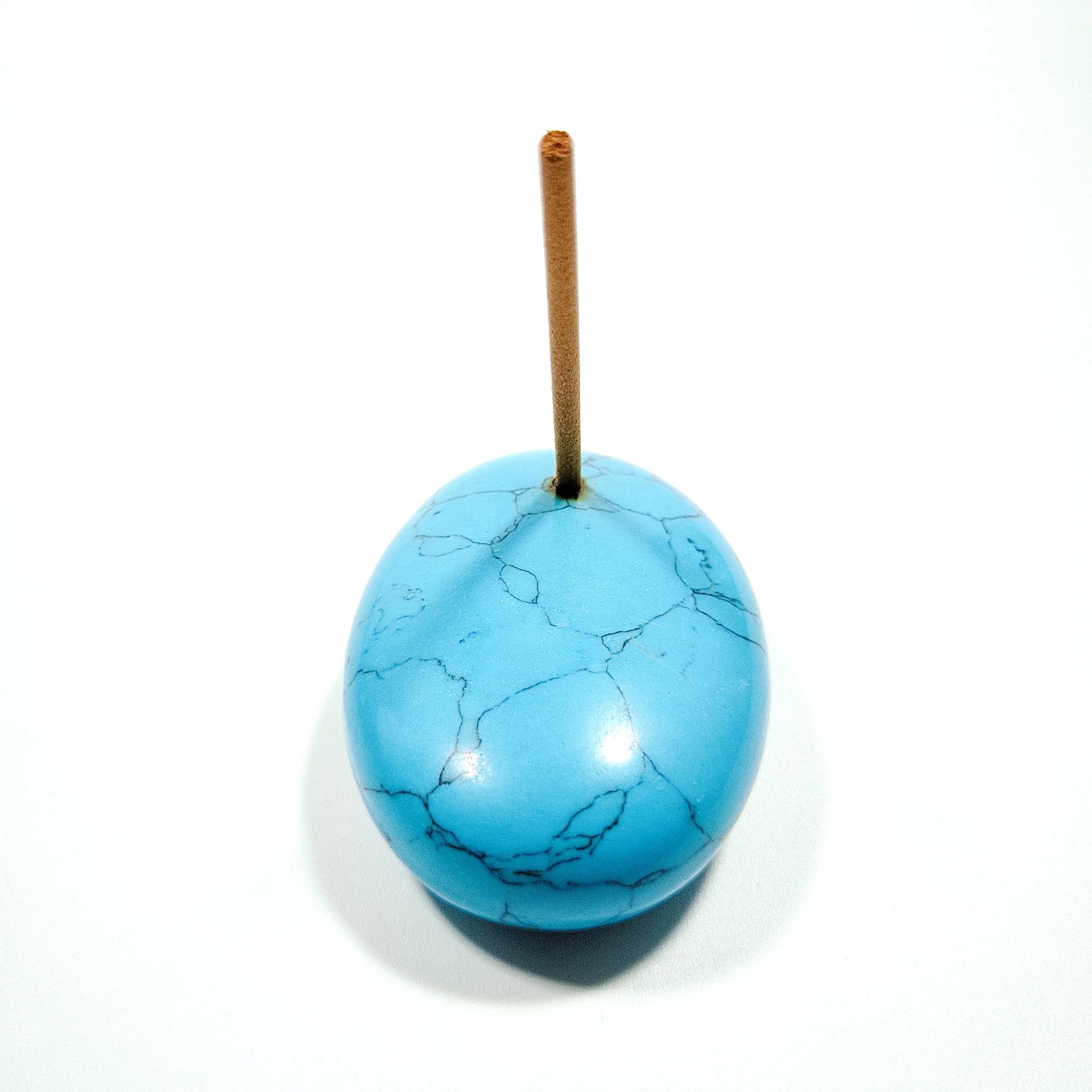 HY Hottest Product Blue Turquoise Egg Incense Holder Balance Healing Meditation Figurines for Decoration