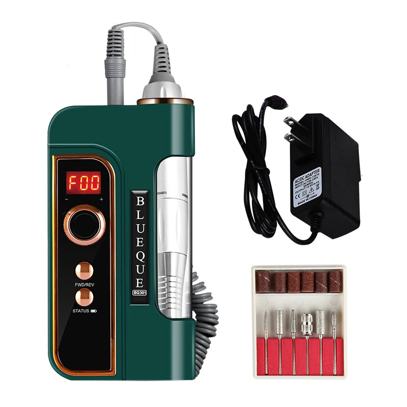 Handpiece 35000rpm Cordless Portable Electric Nail Drill Machine Rechargeable 50W Power E File Manicure Pedicure BQ301