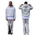KY Homme Plain Hoodies Baggy Cropped Hooded Sweatshirts French Terry Sweatpants Color Block Panel Sweat Pants