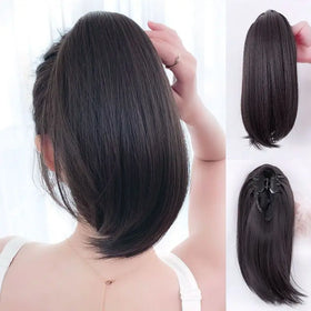 Wholesale Short Straight Ponytail Hair Wigs with Drawstring Claw Clip Soft Braiding Easy Management Hair Extensions