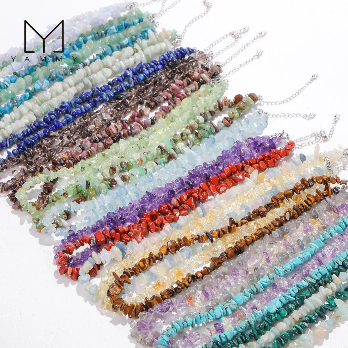 Silver Clasp Crafts Necklaces Fashion Jewelry  Natural Gemstone Chip Beads Quartz Chokers Crystal Necklace