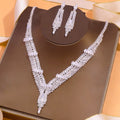 Wedding Party Shiny Zircon Bride Jewelry Set 3pcs Luxury Full Rhinestone Necklace Earring Sets for Women Gifts