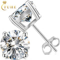 Push Back Classic Moissanite Stud Earrings Luxury White Gold Plated 925 Sterling Silver VVS Mossanite Diamond Earrings Men Women