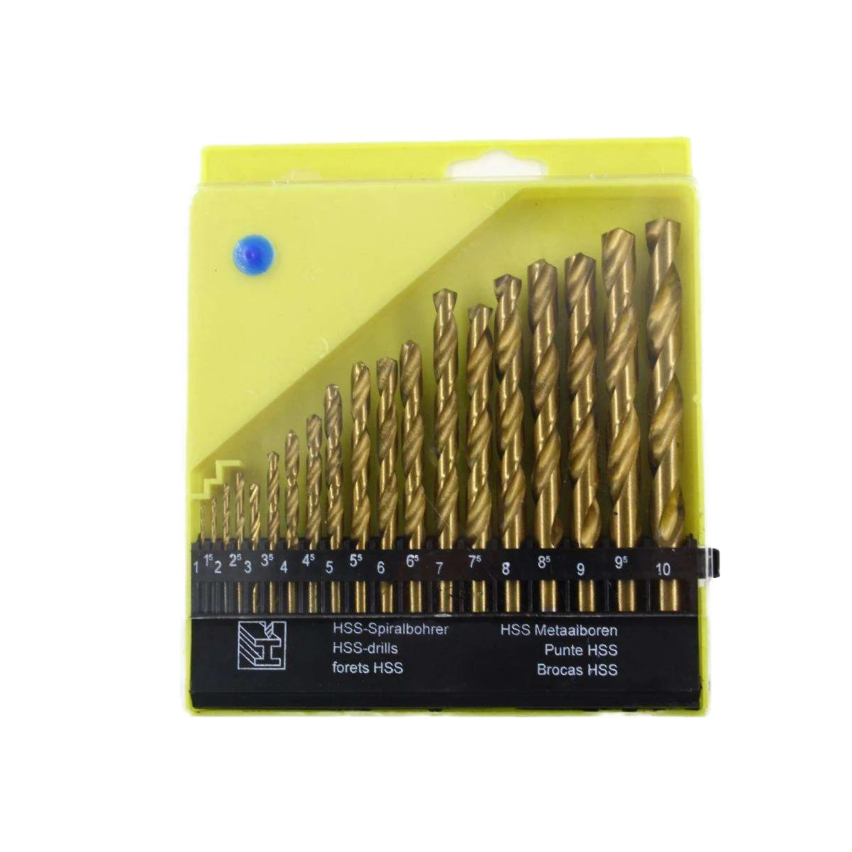 19pcs HSS Titanium Coated Drill Bit Set 1-10mm Shank for Stainless Steel Woodworking & Metal Drilling with M35 M42 Case