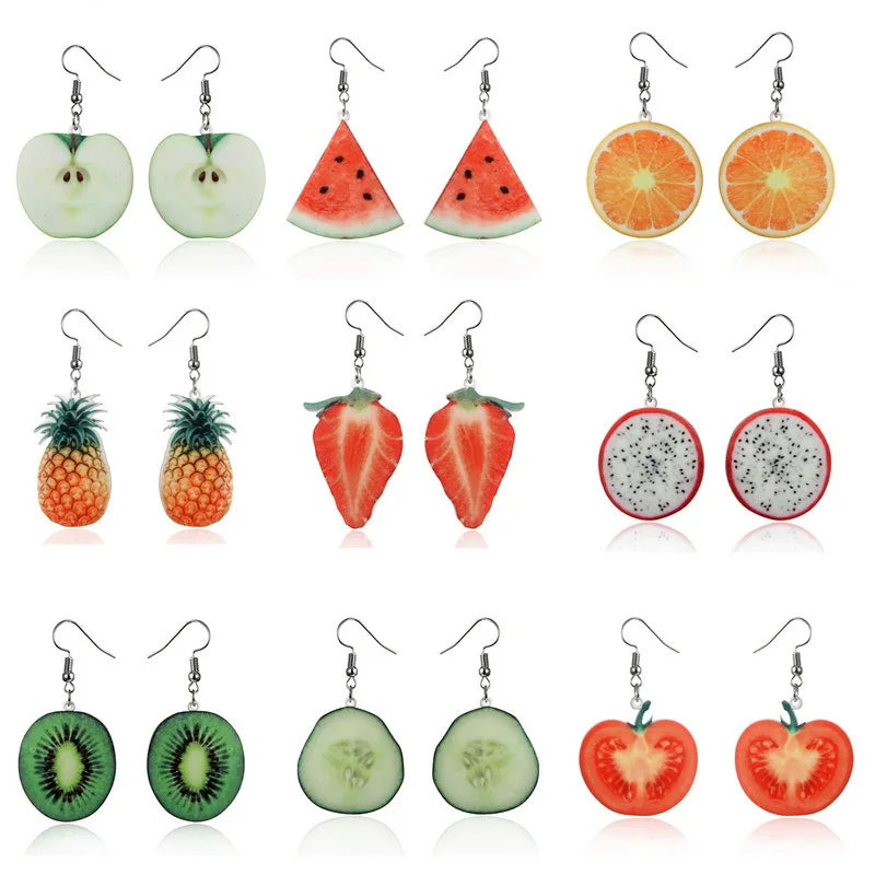 Hot Sale Fruit Strawberry Hook Earrings Fashion Cute Acrylic Fruit Strawberry Dangle Hook Earrings for Women Girls
