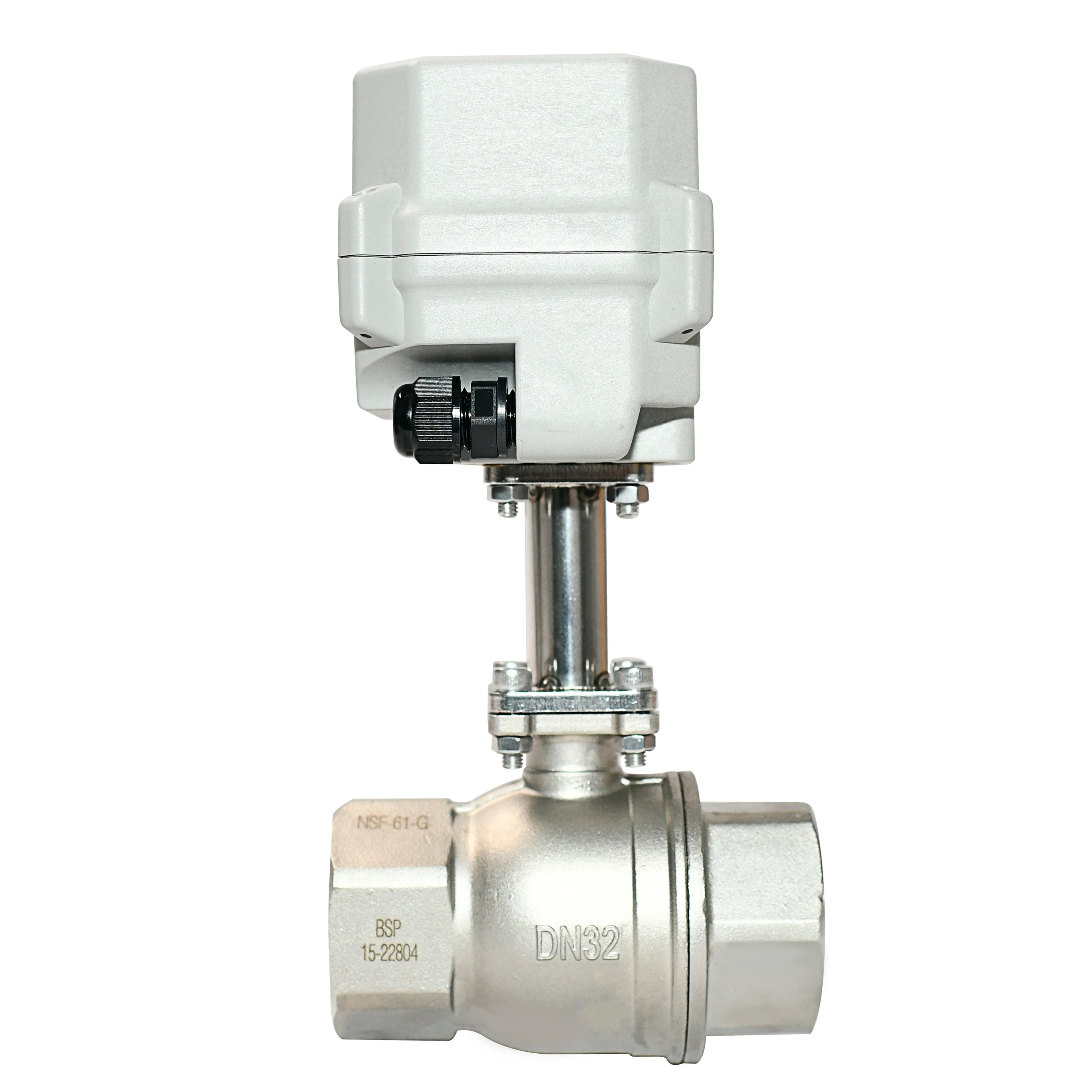A150-T32-S2-B DN32 1 1/4" NPT AC220v CR303 Motorized Valve Higher Bracket SS304 Low Temperature: Glicol