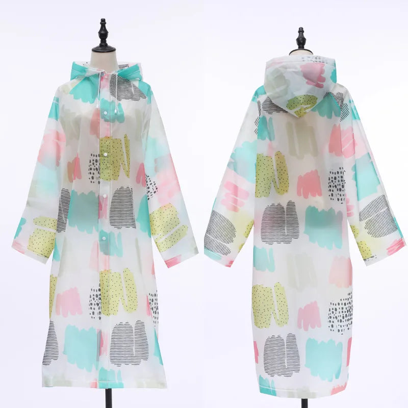 Factory Direct Waterproof One-Size-Fits-All EVA Raincoat Cute Design for Women Children's Outdoor Activities Like Camping Tours