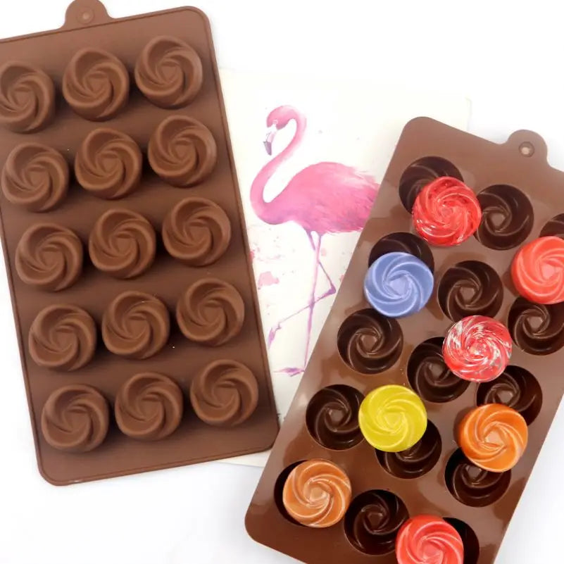 615 Factory Free Sample 15 Hole vortex Shape Silicon Resin Mold Silicon Chocolate Moulds Silicone Ice Cube Tray