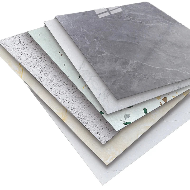 UDK Luxury Vinyl SPC Indoor European Wood/Marble Design Tile Flooring Stickers PVC Sheet Waterproof Adhesive Marble Floor Tiles