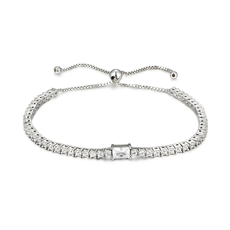 Aaa Zircon Tennis Bracelet for Women Shining Silver Blue Green Purple Black Birthstone Crystal Bracelet Jewelry