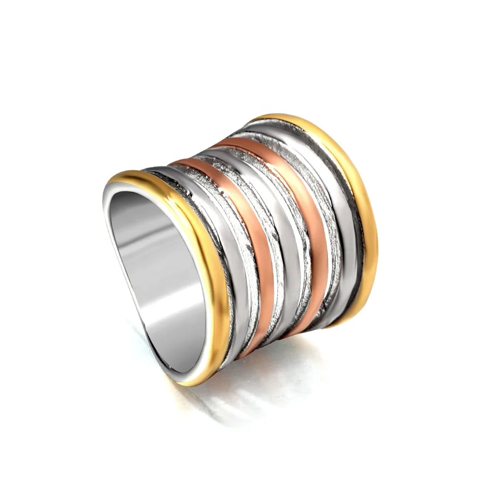 Hip-Hop Trend Jewelry Custom Wholesale Waterproof Mixed Colour Stainless Steel Rings for Men