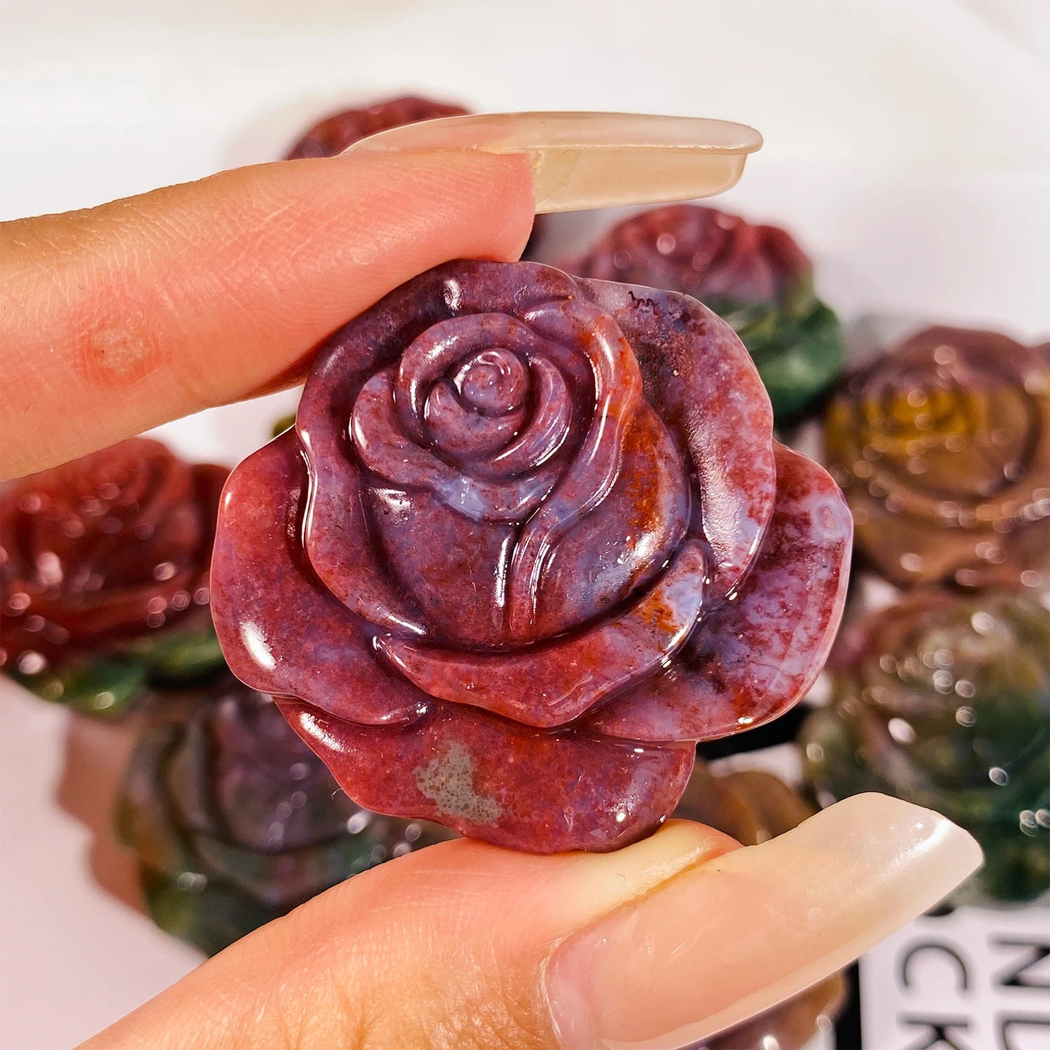 Hot Sale Wholesale Ocean Jasper Roses Crystal Cravings Craved Colorful Crystal flower Healing Energy Stone for Gift