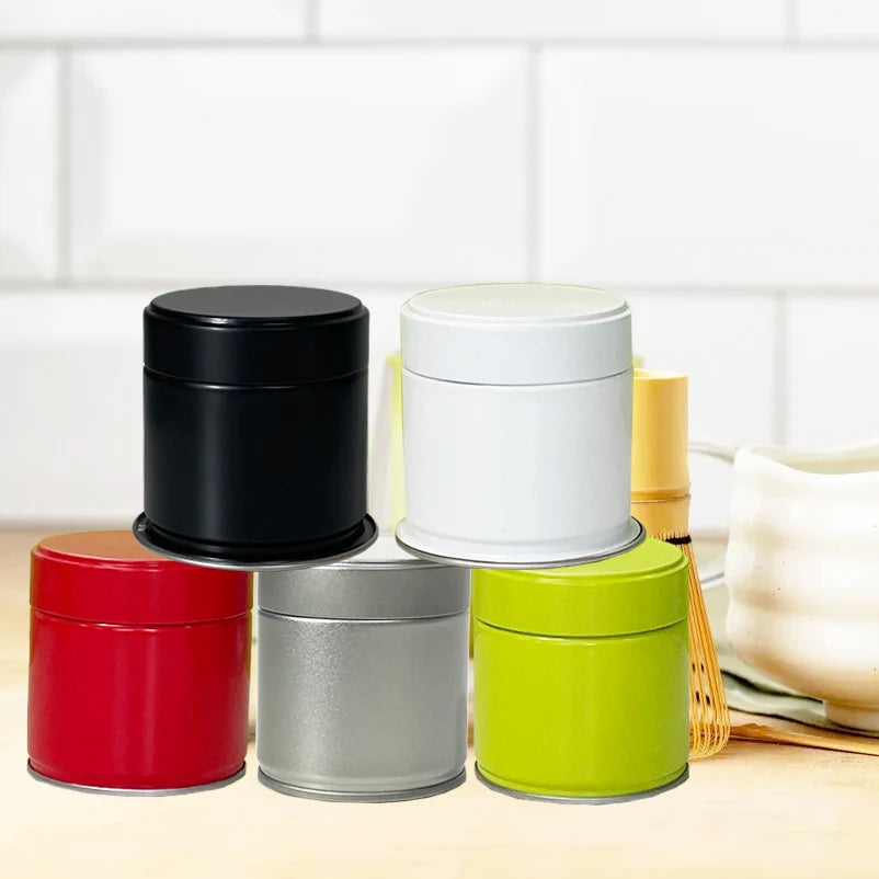 Ready to Ship 20g 30g Food Grade Black Matcha Tin Can Coffee Powder Silver White Matcha Tin Box Packaging Round Container