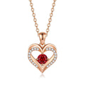Luxury Diamond CZ Birthstone 925 Sterling Silver Double Heart Pendant Necklace