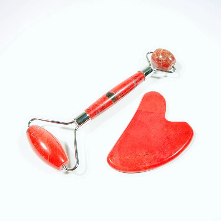 Diy Crystal Hot Sales Skin Care Tools Custom 100% Natural Crystal Facial Face Red jasper Roller Gua Sha Jade Roller