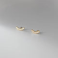 Wholesale Ladies 925 Sterling Silver Geometric Smile Mini Stud Earrings Fashion Party Jewelry Gold Crystal Zircon for Weddings