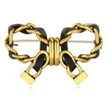 2024 New Retro Exquisite Bronze Metal Black Leather Bow Brooch Women's Jewelry Customized