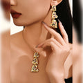 Meizi Pattern Gold Plate Necklace Earring Set Copper Jewelry for Wedding Anniversary Party Engagement Orthodox Religious Gift