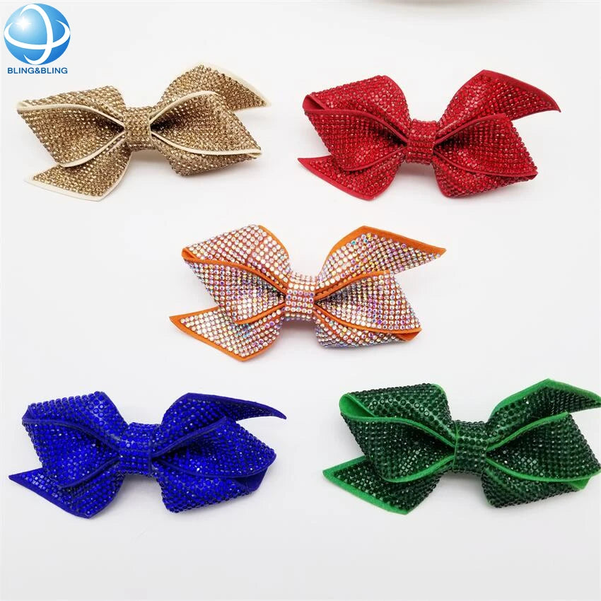 Fashion Shoe Upper Accessories Fabric Bow Knot Sandal Shoe Ornament Buckle Rhinestone Bow Shoe Clip for Ladies