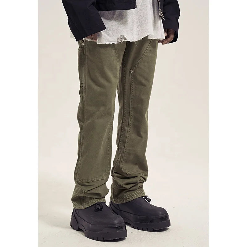 Custom Label  Drop Ship  Stock Street Wear Stock Black Men Stacked Flared Jeans