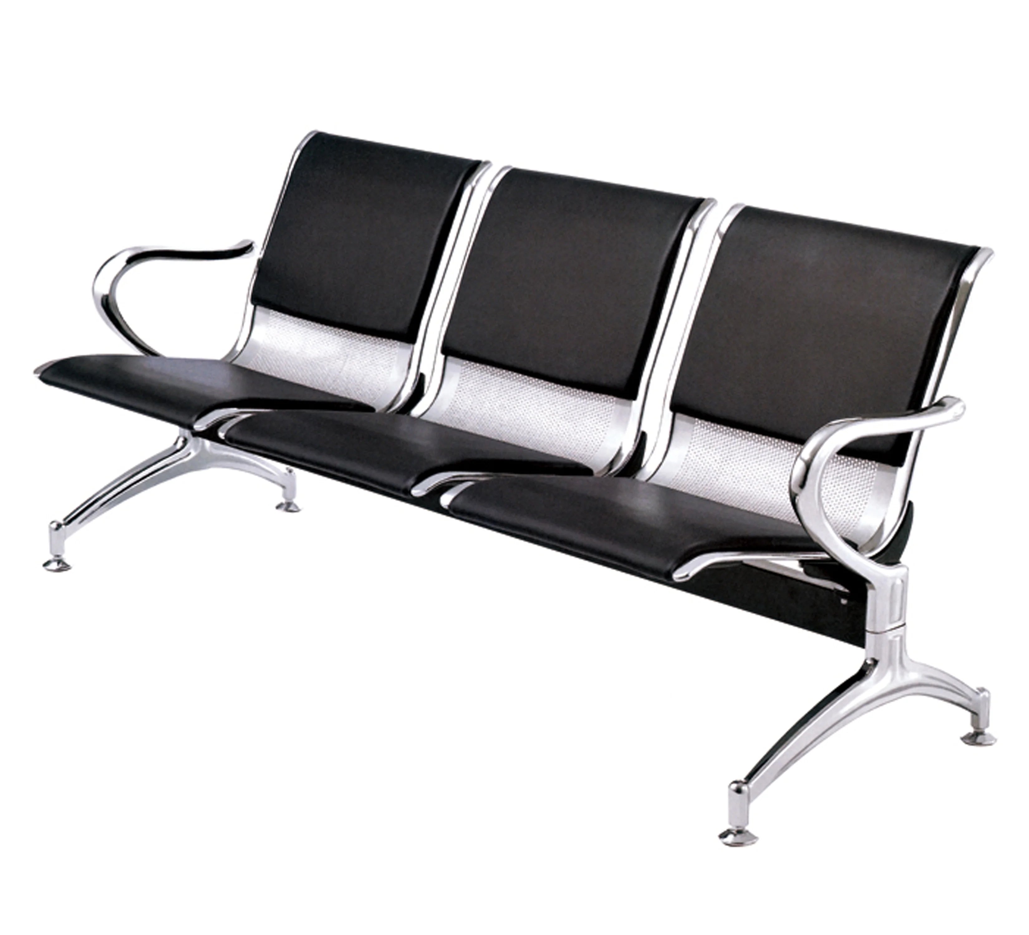 Heavy Duty Barber Airport Reception Salon Waiting Chair Room Leather Bench Waiting Seat with Cushion