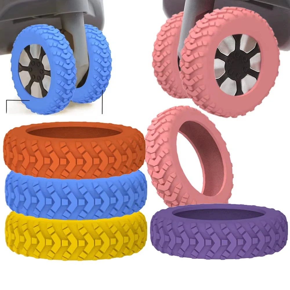 Free Sample Silicone Luggage Wheel Protection Cover Casters Shoes Axles Trolley Box Casters Cover Rubber Luggage Wheel Cover