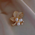 Fashion Flower Pearl Pins Brooches Women Crystal Pearl Leaf Brooch Jewelry (KBL148)