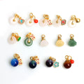 Matte Gold Ancient 18K Gold Plated Lucky Lotus Jade Charms Vintage Style for Gift