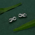 Fashion 925 sterling silver infinity CZ diamond women simple infinity love earrings