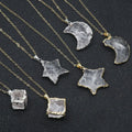 Huiying Wholesale Natural Healing clear Crystal Moon Shape Pendant Stone clear Quartz Star Shape Jewelry