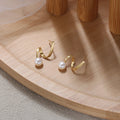 GPE33 RINNTIN 14K Gold Pearl Stud Earrings Unique Design 925 Sterling Silver Fine Jewelry for Women Gold Plated Pearl Earrings